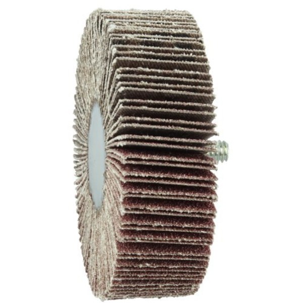 Weiler 3" x 1" Tiger Coated Abrasive Flap Wheel, 1/4"-20 Threaded  Stem, 60AO 52621